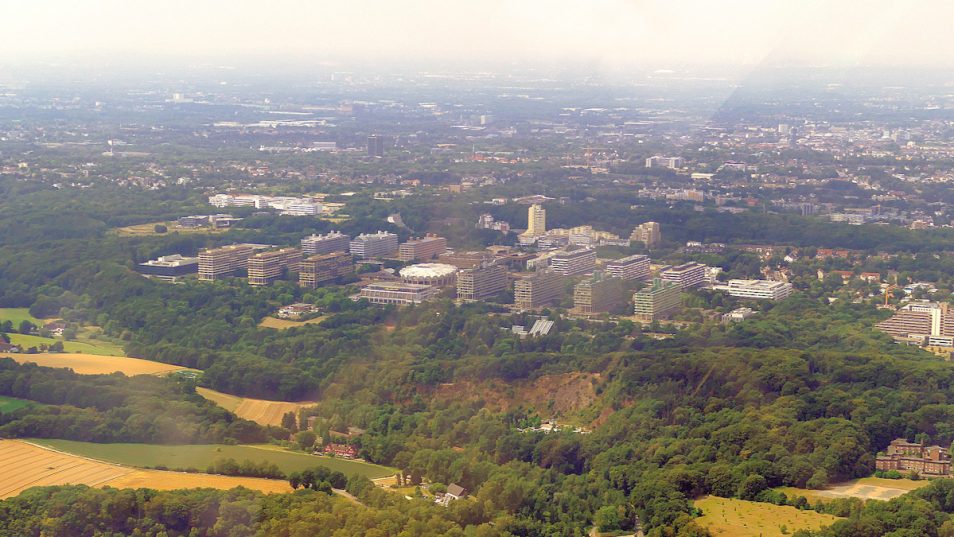 Aerial shot of the Ruhr University Bochum (RUB) campus.