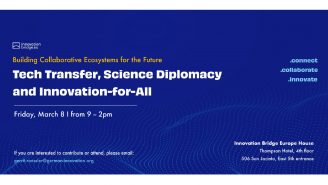 Event poster "Tech Transfer, Science Diplomacy and Innovation-for-All" - Friday, March 8, 2024 -